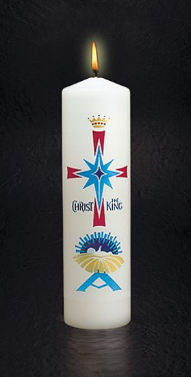 Picture of Advent Christ Candle Red/Blue Nativity 11" x 3"