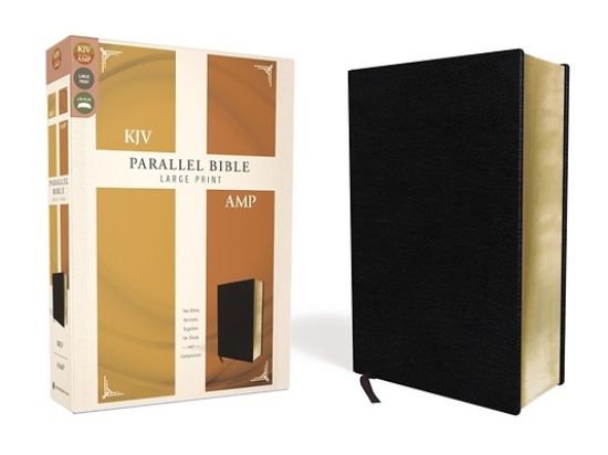 Picture of KJV, Amplified, Parallel Bible, Large Print, Bonded Leather, Black, Red Letter Edition