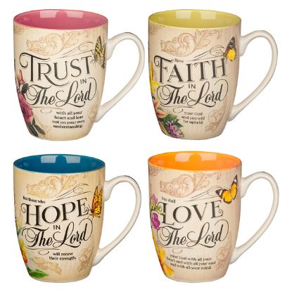 Picture of Floral Ceramic Scripture Coffee & Tea Mug Set
