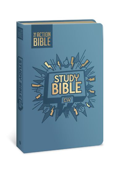 Picture of The Action Bible Study Bible Esv, Leathersoft, Blue, Full Color