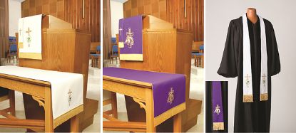 Picture of Embroidered Reversible Lent/Easter Four-Piece Parament Set with stole