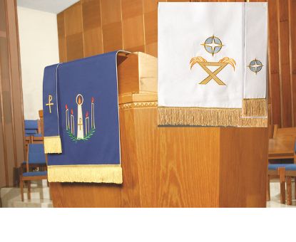 Picture of Embroidered Reversible Advent/Christmas Two-Piece Parament Set - Blue/White