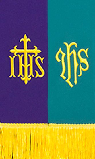 Picture of Embroidered Reversible Purple/Green IHS Stole