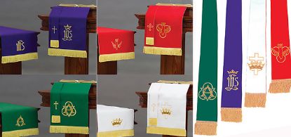 Picture of Embroidered Reversible XL Eight -Piece Parament Set  3pc Red/White + 3pc Purple/Green + 2 Stole