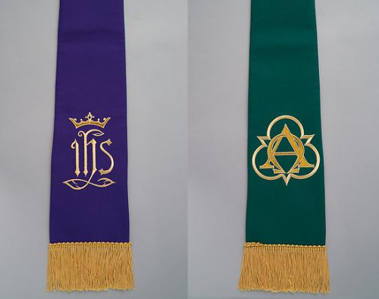 Picture of Embroidered Reversible Purple And Green Stole
