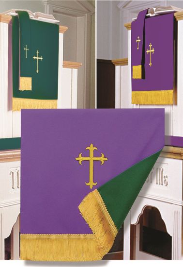 Picture of Embroidered Reversible Purple/Green Two-Piece Parament Set