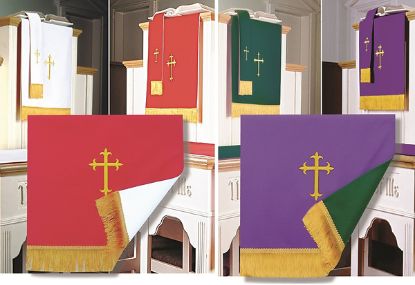 Picture of Embroidered Reversible Four-Piece Parament Set 2pc  Red/White & 2pc Purple/Green