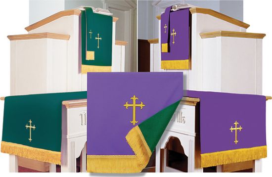 Picture of Embroidered Reversible Purple/Green Three-Piece Parament Set