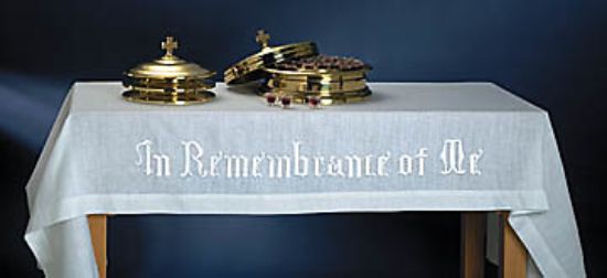 Picture of Embroidered Linen-Look In Remembrance of Me  Table Cover  50x80