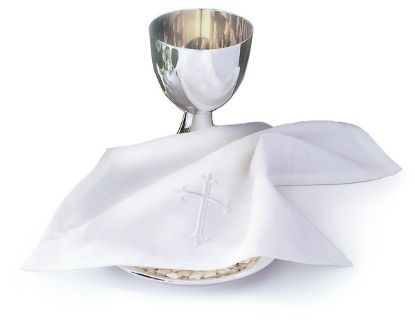 Picture of Embroidered 100% Linen Latin Cross  Bread Plate Napkin