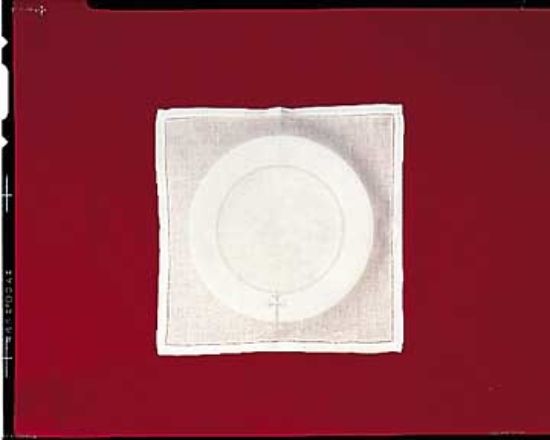 Picture of Embroidered Linen-Look Greek Cross  Bread Plate Napkin