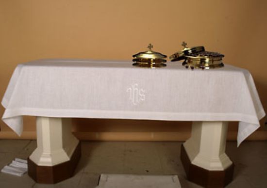 Picture of Embroidered Linen-Look IHS  Table Cover  50x80