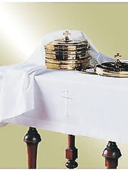 Picture of Embroidered Linen-Look Latin Cross  Table Cover  50x80