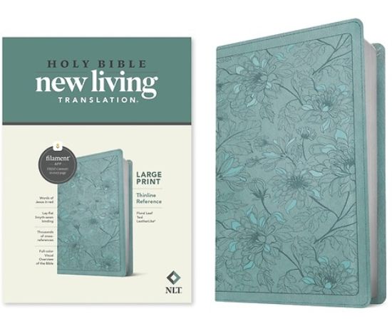 Picture of NLT Large Print Thinline Reference Bible, Filament Enabled Edition (Red Letter, Leatherlike, Floral/Teal)