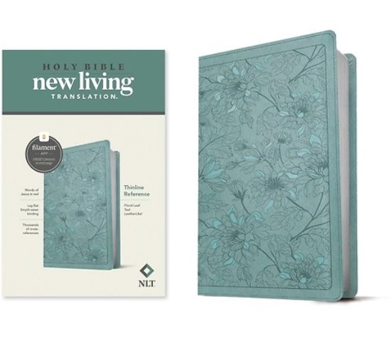 Picture of NLT Thinline Reference Bible, Filament Enabled Edition (Red Letter, Leatherlike, Floral Leaf Teal)