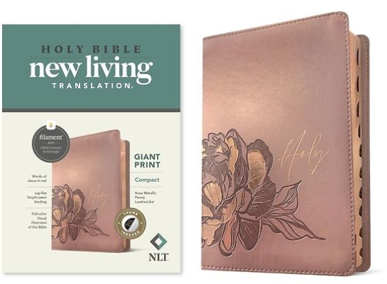 Picture of NLT Compact Giant Print Bible, Filament Enabled Edition (Red Letter, Leatherlike, Rose Metallic Peony, Indexed)