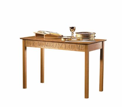 Picture of Medium Engraved Communion Table - Pecan Stain