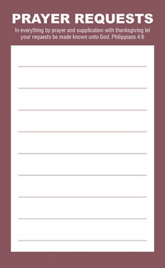 Picture of Prayer Request Card - Burgundy (Package of 50)