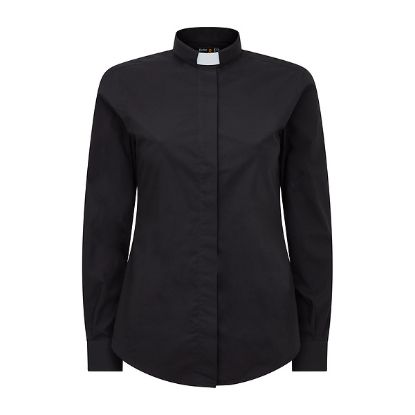 Picture of Fair Trade Women's Cotton Black Long Sleeve Tab Collar Clergy Shirt 8