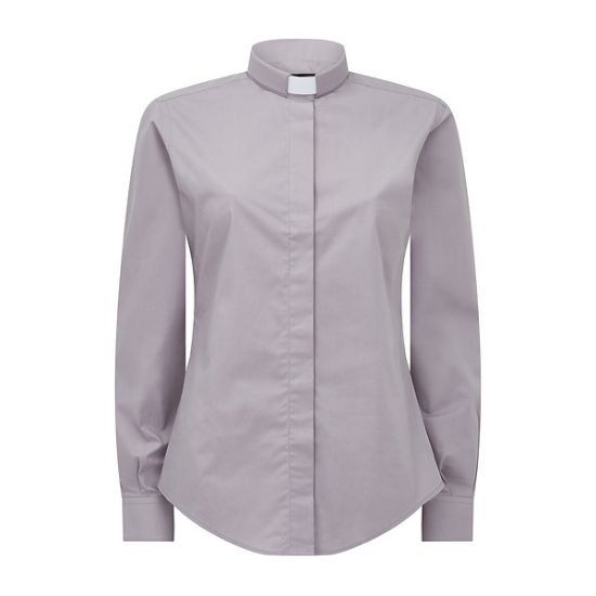 Picture of Fair Trade Women's Cotton Light Grey Long Sleeve Tab Collar Clergy Shirt