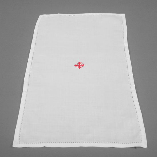 Picture of Cambric Linen Purificator with Red Cross and Vine - Pack of 3