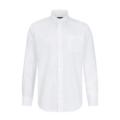 Picture of Fair Trade Men's Poly Cotton White Long Sleeve Tab Collar Clergy Shirt 17 1/2"