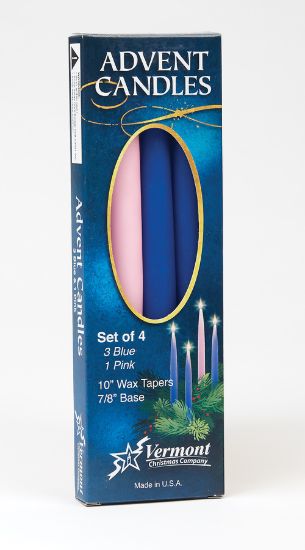 Picture of Advent Candles (3 Blue 1 Pink) 10"x 7/8' Tapered Set