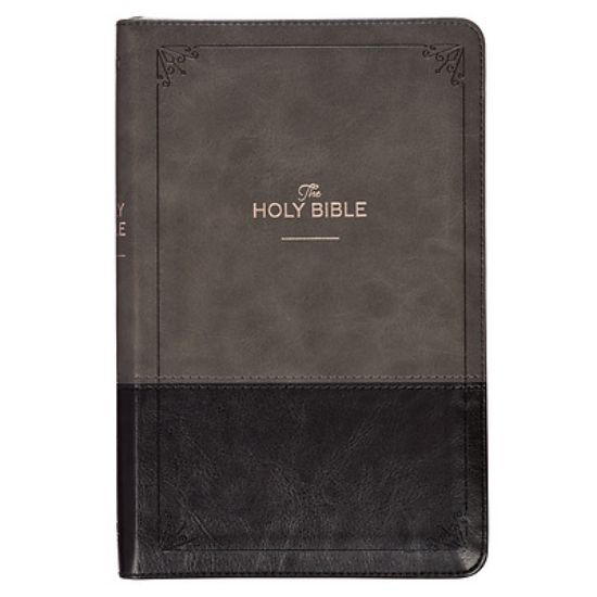 Picture of KJV Deluxe Gift Bible Two-Tone Black/Gray with Zipper Faux Leather