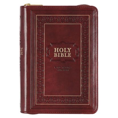 Picture of KJV Large Print Compact Bible Burgundy with Zipper Faux Leather