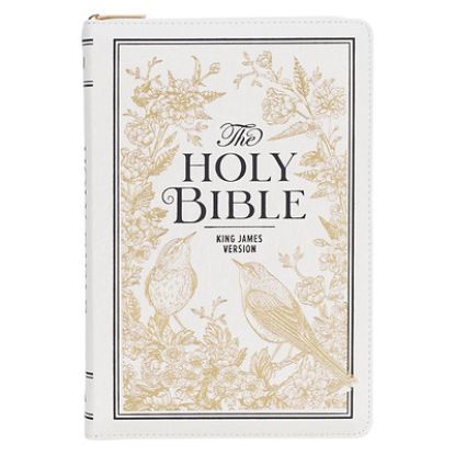 Picture of KJV Bible Thinline LP White and Gold W/Zipper