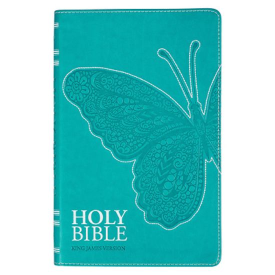 Picture of KJV Holy Bible, Gift Edition for Girls/Teens King James Version, Faux Leather Flexible Cover, Teal Butterfly