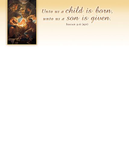 Picture of Christmas Unto Us a Child is Born Letterhead