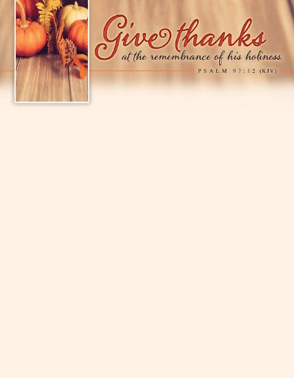 Picture of Give Thanks His Holiness Thanksgiving Letterhead