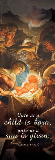 Picture of Banner Christmas Unto Us a Child is Born 2 x 6 Vinyl
