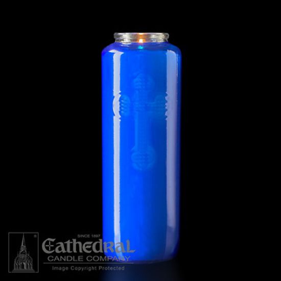 Picture of Cathedral 6-Day Glass Offering Candle - Blue