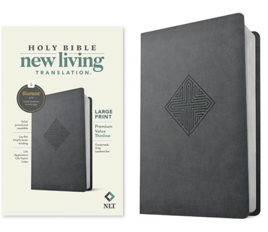 Picture of NLT Large Print Premium Value Thinline Bible, Filament Enabled (Leatherlike, Crossroads Gray)