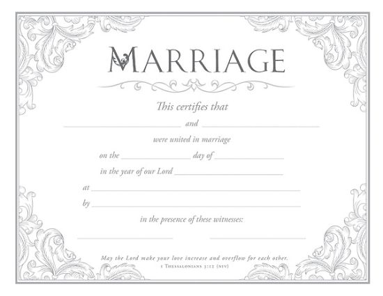 Picture of Marriage Certificate 1 Thess 3:12 (NIV) Pkg of 6