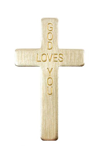 Picture of God Loves You Gold Pocket Cross - Pack of 50