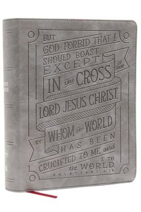 Picture of Nkjv, Journal Reference Edition Bible, Verse Art Cover Collection, Leathersoft, Gray, Red Letter, Comfort Print