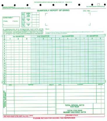 Picture of Quarterly Report of Giving (Pkg of 100)  5 x 7-5/8