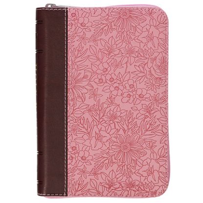 Picture of KJV Pocket Bible Two-Tone Pink/Brown with Zipper Faux Leather