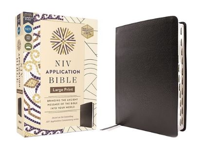 Picture of NIV Application Bible, Large Print, European Bonded Leather, Black, Red Letter, Thumb Indexed, Comfort Print