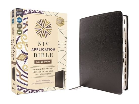 Picture of NIV Application Bible, Large Print, European Bonded Leather, Black, Red Letter, Thumb Indexed, Comfort Print