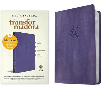 Picture of Bíblia Sagrada Nvt Slim Letra Grande Com Filament (Leatherlike, Purple)