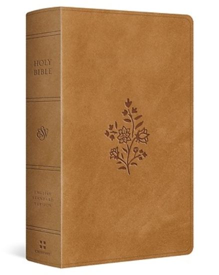 Picture of ESV Large Print Personal Size Bible, Red Letter, Indexed (Trutone, Nubuck Caramel, Wildflower Design)
