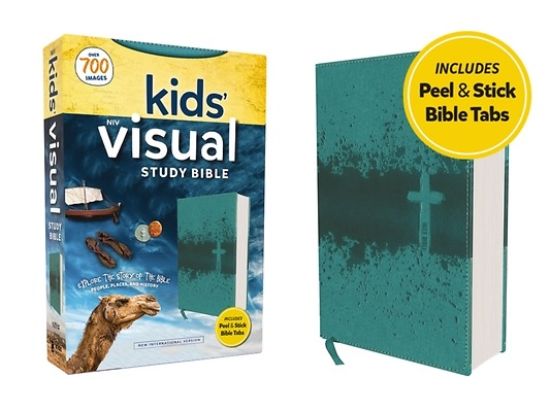 Picture of Niv, Kids' Visual Study Bible, Leathersoft, Teal, Full Color Interior, Peel/Stick Bible Tabs