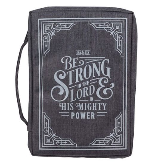 Picture of Bible Cover Canvas Large Gray Be Strong in the Lord Eph 6:10:10