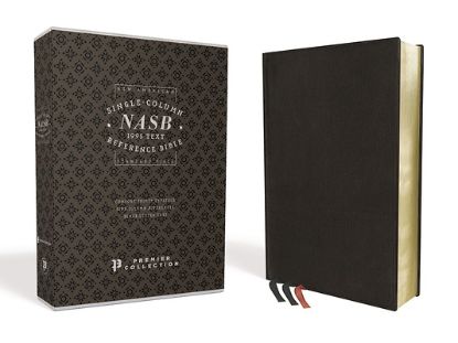 Picture of Nasb, Single-Column Reference Bible, Premium Leather, Goatskin, Black, Premier Collection, 1995 Text, Comfort Print