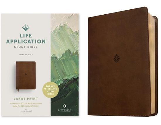 Picture of NLT Life Application Study Bible, Third Edition, Large Print (Leatherlike, Rustic Brown Leaf, Red Letter)