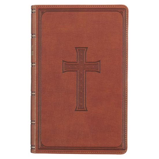 Picture of KJV Holy Bible, Giant Print Standard Size Faux Leather Red Letter Edition - Ribbon Marker, King James Version, Brown